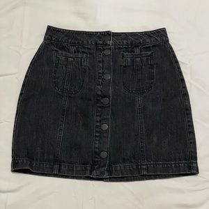 Black denim skirt